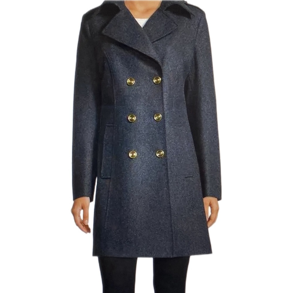 LIZ CLAIBORNE CHARCOAL WOOL COAT